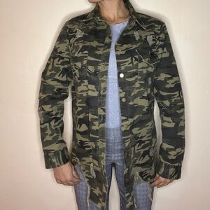 American Bazi Premium Quality Denim Camo Distressed Jean Jacket